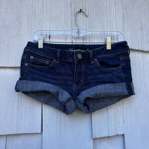 American Eagle Outfitters Womens Micro Y2K Denim Shorts Dark Wash Stretch Size 6